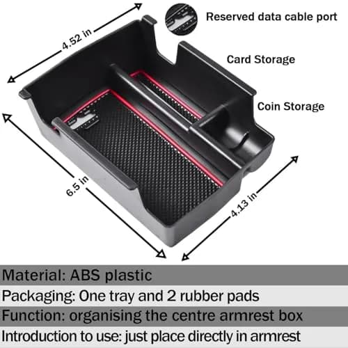 TACOBRO Red Center Console Organizer Tray for Jeep Compass 2022-2025 | Fits OEM Console thumbnail 2