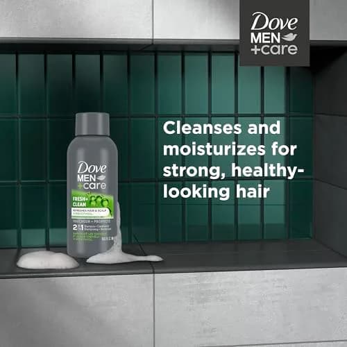 Dove Men+Care Fresh & Clean 2-in-1 Shampoo & Conditioner Travel Size 88ml (3 Fl Oz) | Strengthens Thinning Hair thumbnail 3