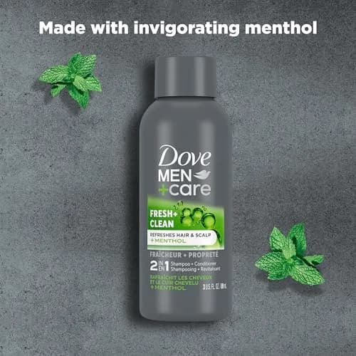 Dove Men+Care Fresh & Clean 2-in-1 Shampoo & Conditioner Travel Size 88ml (3 Fl Oz) | Strengthens Thinning Hair thumbnail 4