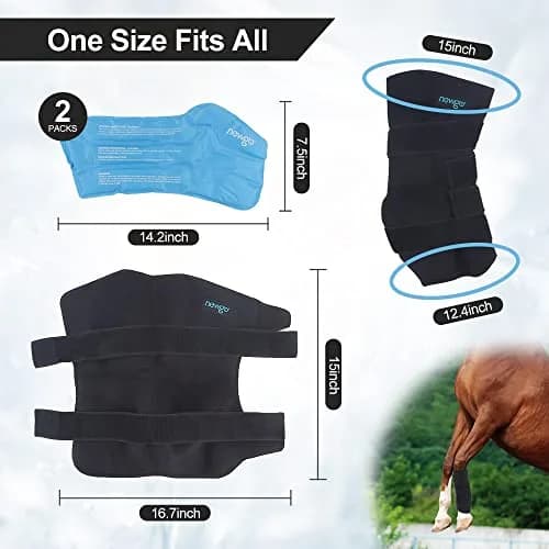 NEWGO Horse Ice Pack, 16.7"x 15" Contoured Wrap with 2 Gel Packs | Soft Neoprene Cover for Soft Tissue Relief thumbnail 4