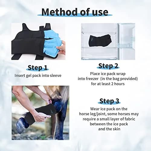 NEWGO Horse Ice Pack, 16.7"x 15" Contoured Wrap with 2 Gel Packs | Soft Neoprene Cover for Soft Tissue Relief thumbnail 7