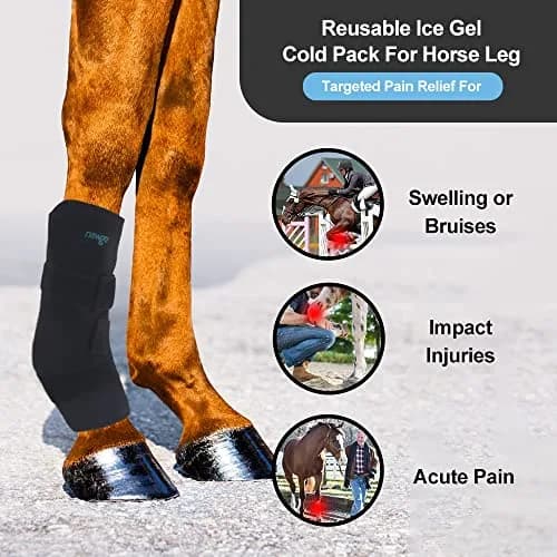 NEWGO Horse Ice Pack, 16.7"x 15" Contoured Wrap with 2 Gel Packs | Soft Neoprene Cover for Soft Tissue Relief thumbnail 2
