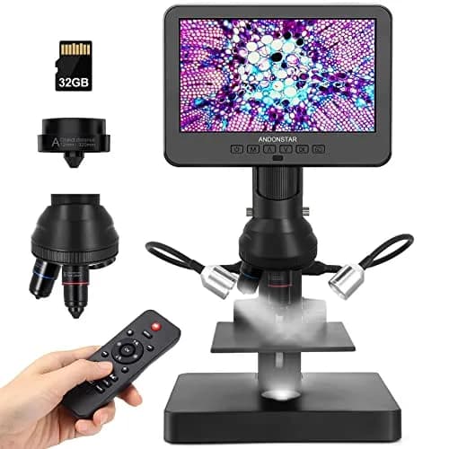 Andonstar AD246S-P HDMI Digital Microscope with 7'' Screen, 4000x 3 Lens | UHD 2160P Video Record, Coin & Biological Use thumbnail 1
