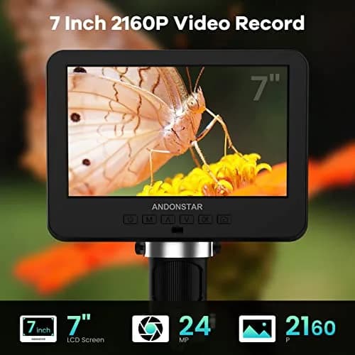 Andonstar AD246S-P HDMI Digital Microscope with 7'' Screen, 4000x 3 Lens | UHD 2160P Video Record, Coin & Biological Use thumbnail 3