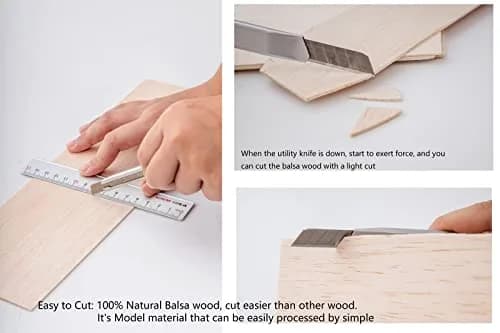 iUoczi 12 Pack Balsa Wood Sheets 4 x 12 Inch | Unfinished Natural Craft Wood for Models & DIY (70-120 chars) thumbnail 3