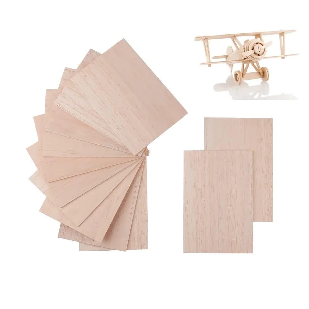 iUoczi 12 Pack Balsa Wood Sheets 150x100x1.5mm | Unfinished Natural Craft Wood for Models & DIY — unfinished wood