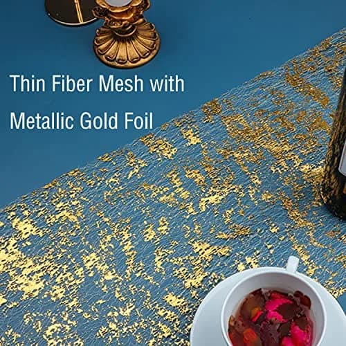 Snowkingdom Gold Table Runner 28cm (11") x 274cm (9') | Sparkly Glitter Metallic Foil for Parties & Weddings thumbnail 2