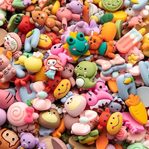 LEEXINLUU Slime Charms Cartoon Animal & Fruit Set | Assorted Resin Flatback 100pcs for DIY Crafts & Scrapbooking thumbnail 1