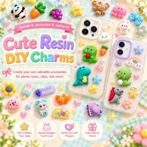 LEEXINLUU Slime Charms Cartoon Animal & Fruit Set | Assorted Resin Flatback 100pcs for DIY Crafts & Scrapbooking thumbnail 4