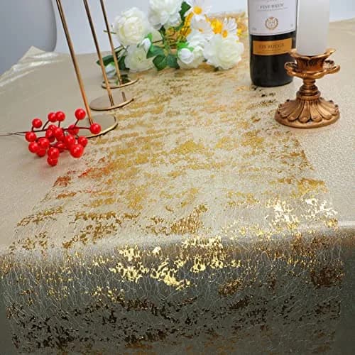 Snowkingdom Gold Sequin Glitter Table Runner 274 cm (900 inches) | Sparkly Metallic Foil Mesh Roll for Parties & Events thumbnail 4