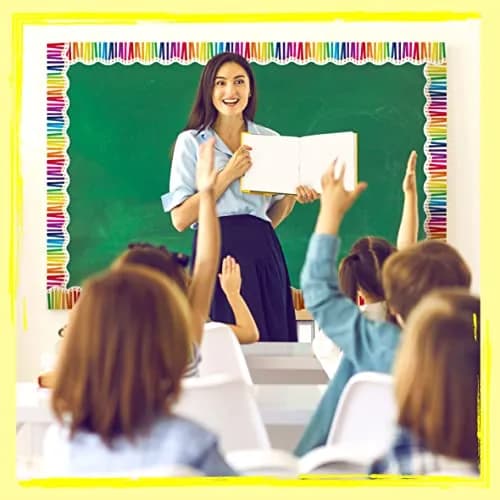 ERKE 60 Feet Bulletin Board Borders, Scalloped Rolled Border Trim with Pencil Patterns, 18.28 m (60 ft) | Classroom & Office Decor thumbnail 4