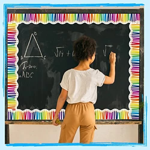 ERKE 60 Feet Bulletin Board Borders, Scalloped Rolled Border Trim with Pencil Patterns, 18.28 m (60 ft) | Classroom & Office Decor thumbnail 6