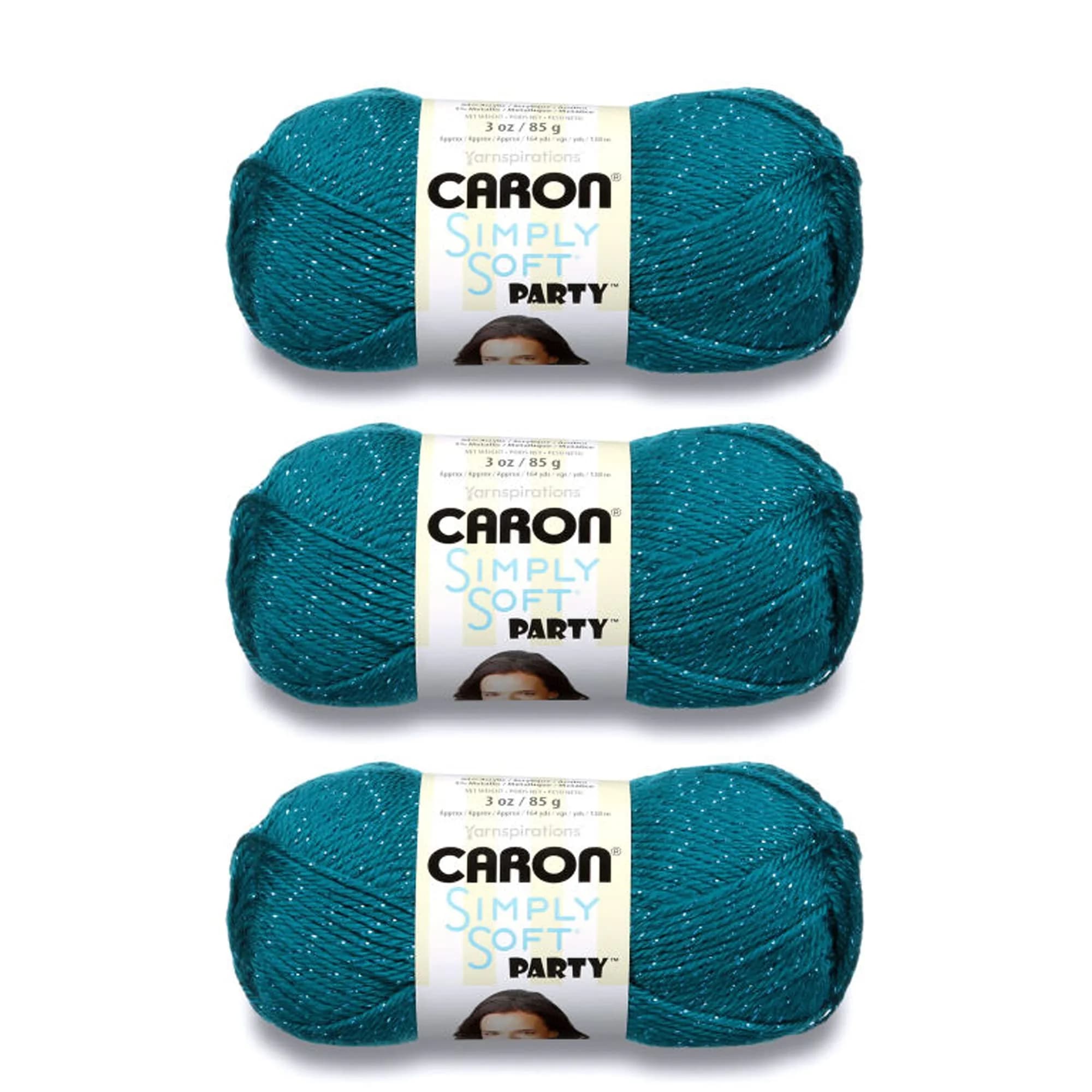 Caron Simply Soft Tweeds Yarn Off White 3-Pack | 100% Acrylic Worsted Weight for Crochet & Knitting — Teal Sparkle