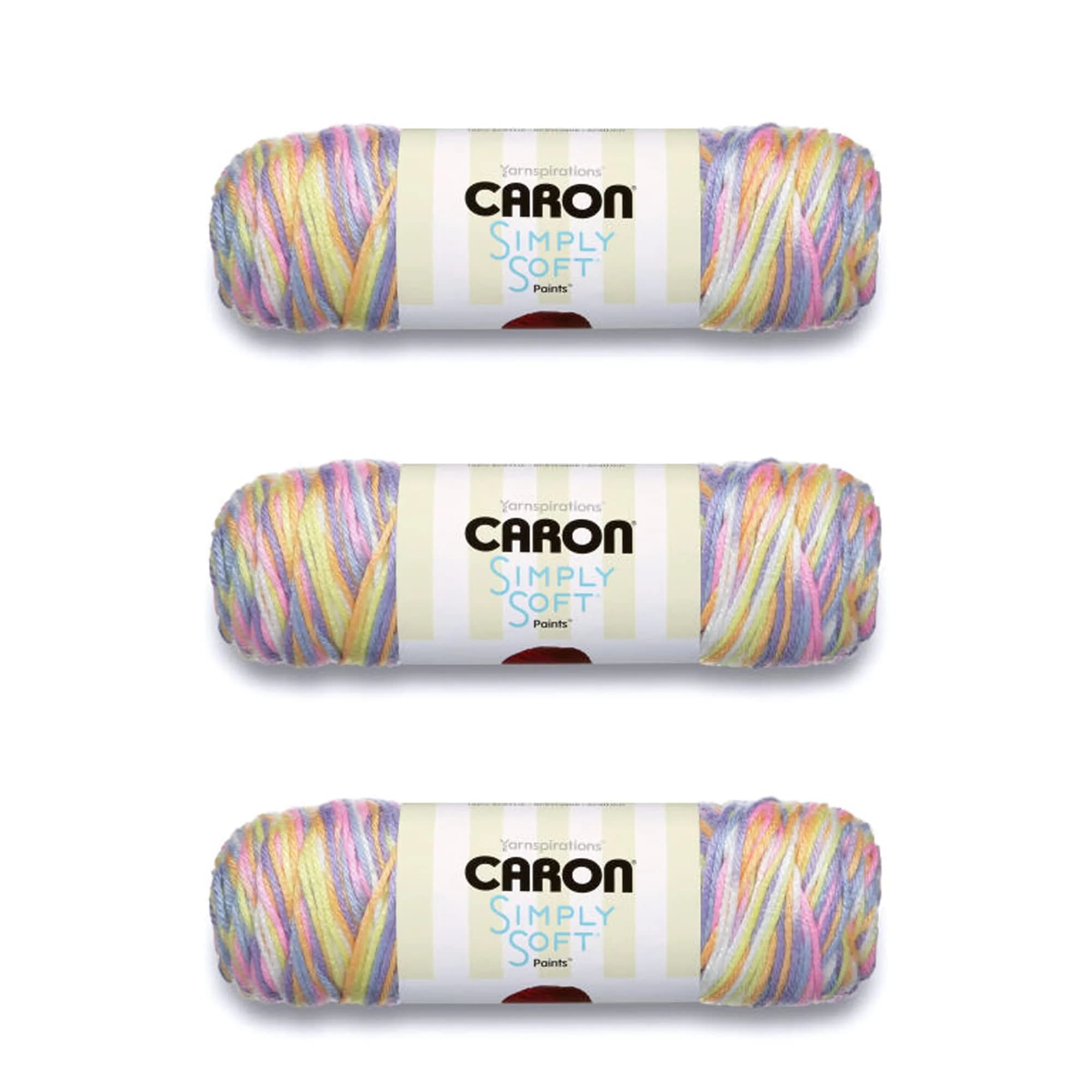 Caron Simply Soft Paints Yarn for Crocheting, Baby Brights, 3-Pack | 705 yards (645 m) Worsted Weight Acrylic Yarn - main product image