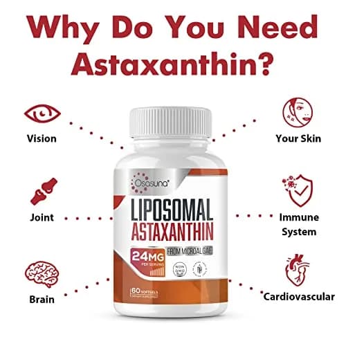Osasuna Liposomal 24mg Astaxanthin for MAX Absorption | Antioxidant for Immunity, Skin & Eyes - 180 Softgels thumbnail 5