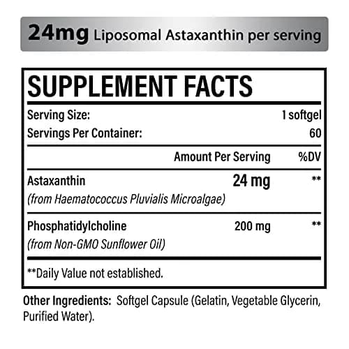 Osasuna Liposomal 24mg Astaxanthin for MAX Absorption | Antioxidant for Immunity, Skin & Eyes - 180 Softgels thumbnail 7