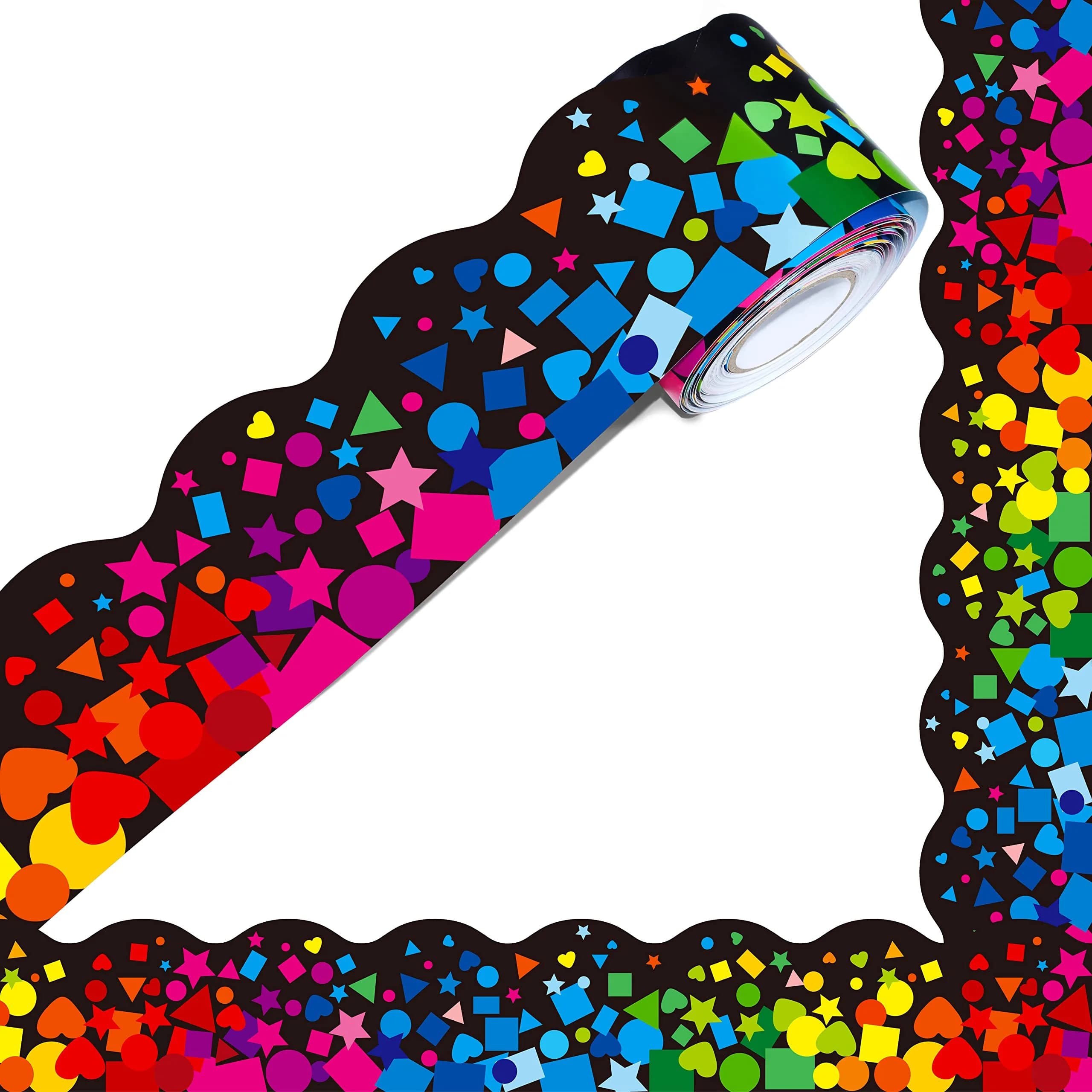 ERKE Scalloped Confetti Bulletin Board Borders 60 ft (18.3 m) | Classroom & Office Decor