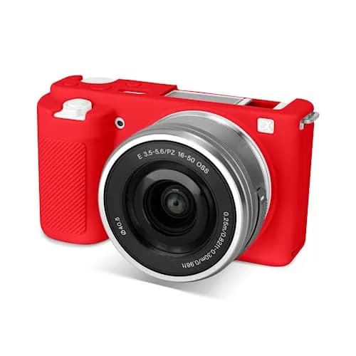 Rieibi ZVE10 Case, Soft Silicone Protective Cover for Sony ZV-E10 - Red | Precise Fit & Lightweight thumbnail 1