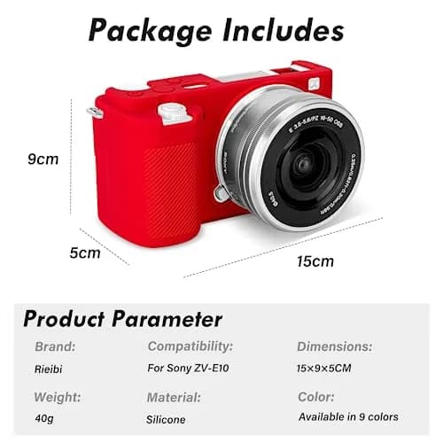 Rieibi ZVE10 Case, Soft Silicone Protective Cover for Sony ZV-E10 - Red | Precise Fit & Lightweight thumbnail 3