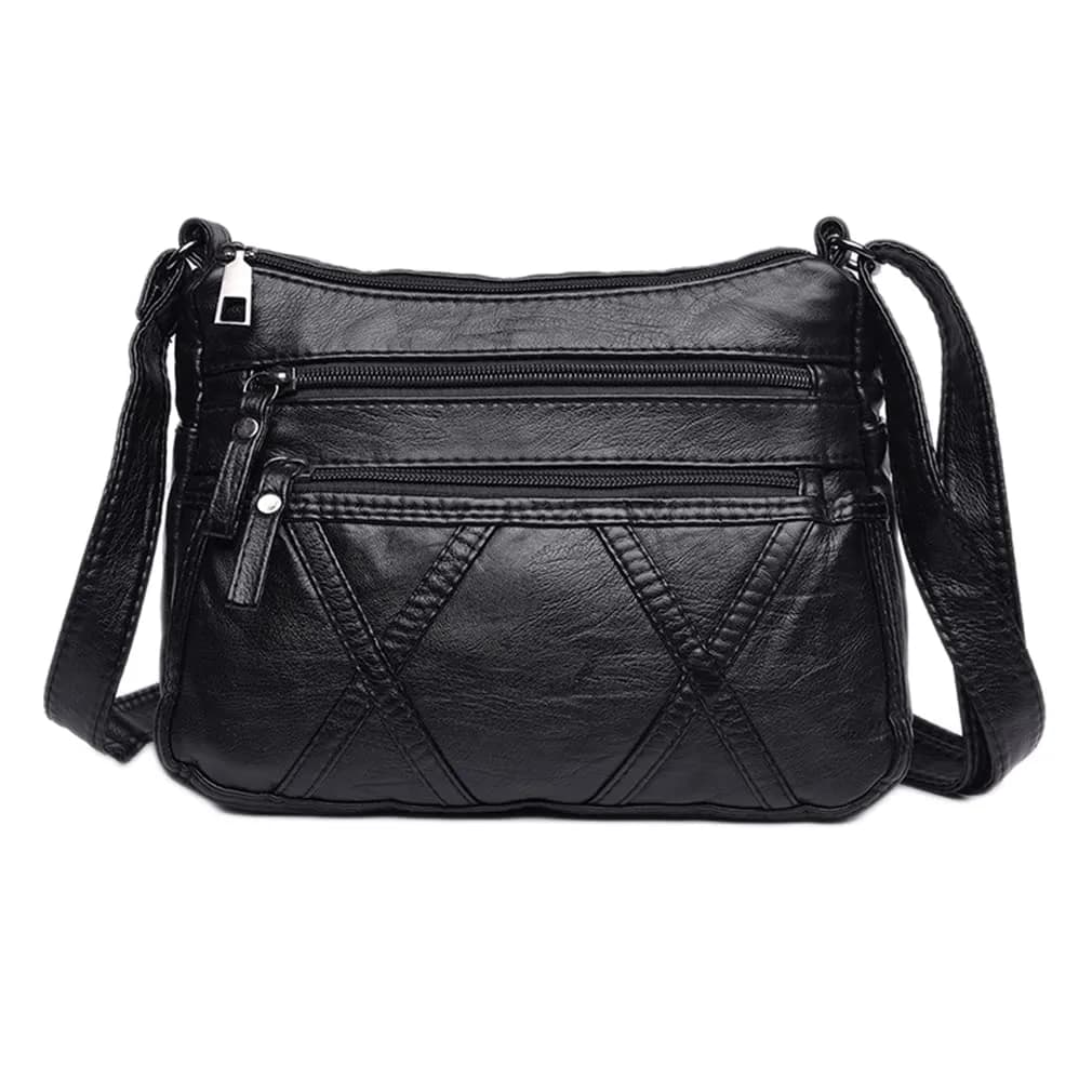 wuxingmeili Black Handbag A22789 | Waterproof PU Leather Crossbody Bag for Women — Black-xx