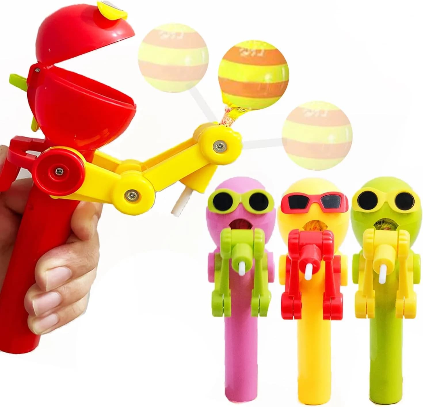 HDLNKAK Robot Lollipop Holder 4 Count (Pack of 1) | BPA-Free Toy for Kids Over 3 - main product image