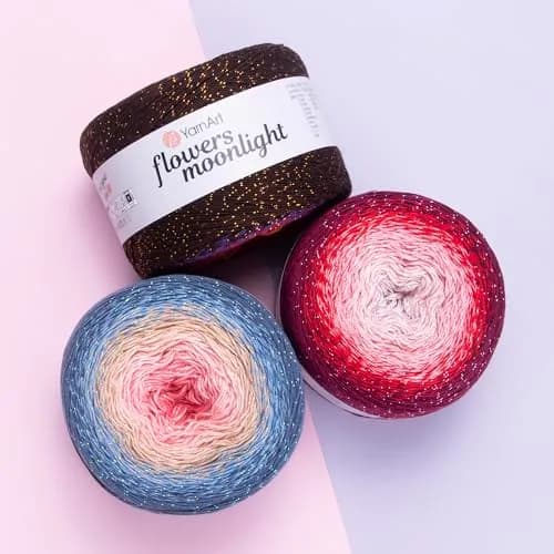 YarnArt Flowers Moonlight Gradient Cotton Acrylic Yarn 250g | Shiny Multicolor Crochet & Knitting thumbnail 3