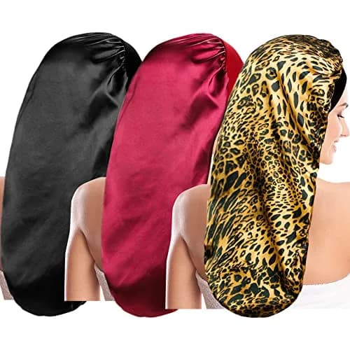 Oumrote Long Satin Sleep Bonnet for Hair Care, Women's Curly Hair, 26 inches (3-Pack) thumbnail 1