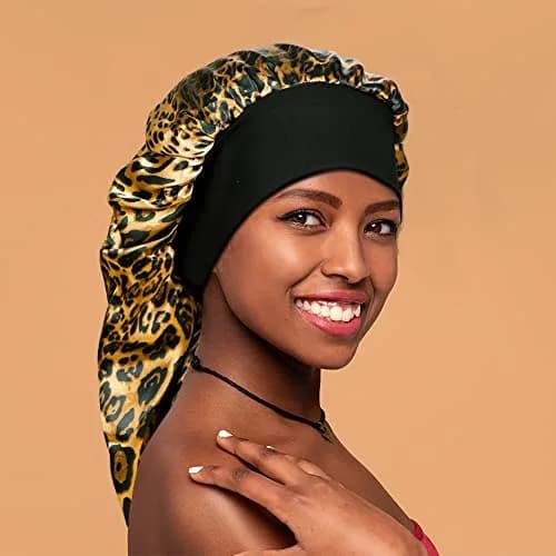 Oumrote Long Satin Sleep Bonnet for Hair Care, Women's Curly Hair, 26 inches (3-Pack) thumbnail 6