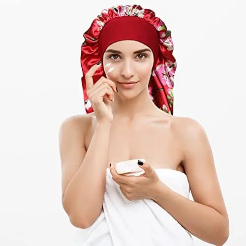 Oumrote Long Satin Sleep Bonnet for Hair Care, Women's Curly Hair, 26 inches (3-Pack) thumbnail 6