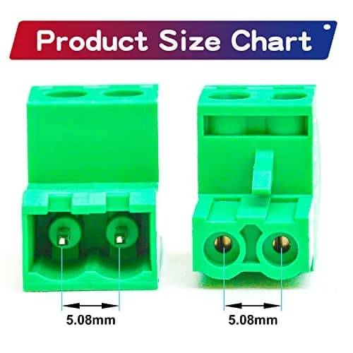 Keszoox 5 Sets 5.08mm Pitch 2-Pin Male & Female PCB Screw Terminal Blocks | No Soldering Required thumbnail 3