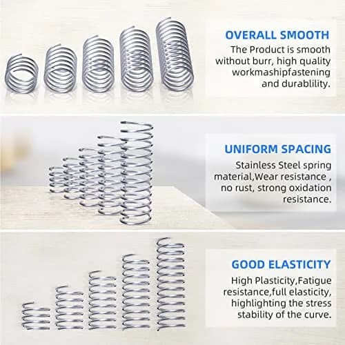 Ninoge 300 Pcs Compression Springs Assortment Kit, Stainless Steel, 30 Sizes Mini Springs Set 0.011"-0.027" Wire Dia | For Home Repairs & Shop Use thumbnail 4
