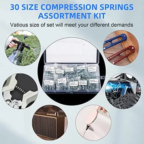 Ninoge 300 Pcs Compression Springs Assortment Kit, Stainless Steel, 30 Sizes Mini Springs Set 0.011"-0.027" Wire Dia | For Home Repairs & Shop Use thumbnail 5