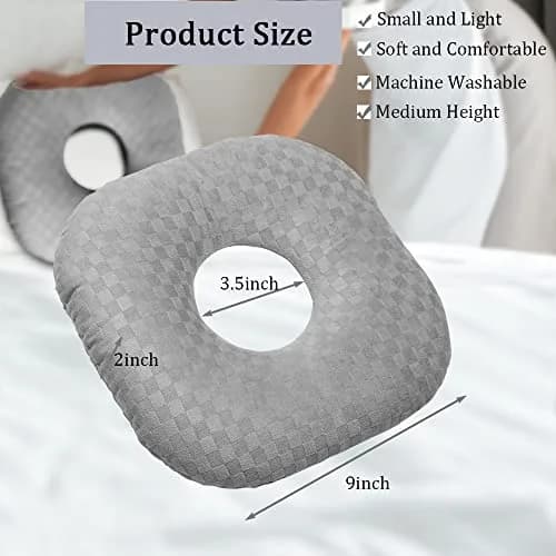 Wuronsa Ear Piercing Pillow with Hole for Cartilage Piercings, CNH Support | Adjustable Cotton Pillow for Side Sleepers thumbnail 3