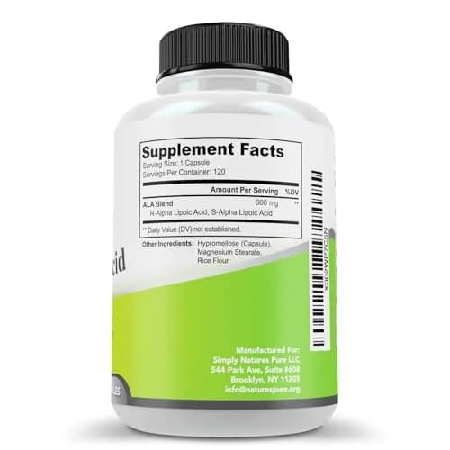 Simply Natures Pure Alpha Lipoic Acid 600mg 360 Veggie Capsules | Antioxidant Supplement thumbnail 8