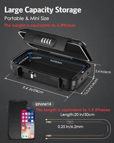 AMIR Portable Safe Box, Combination Security Case LockBox Waterproof Impact-Resistant 52.5 cu in | Travel & Home Security thumbnail 6
