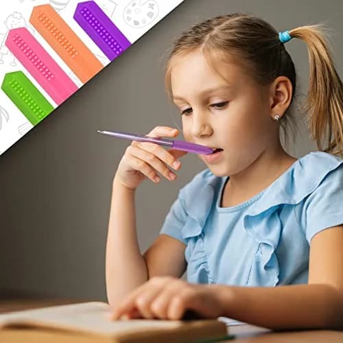 Teling 8 Pcs Chewable Pencil Toppers, Hexagonal Silicone Sensory Tools | Vibrant, Safe & Reusable for Autism & ADHD thumbnail 6