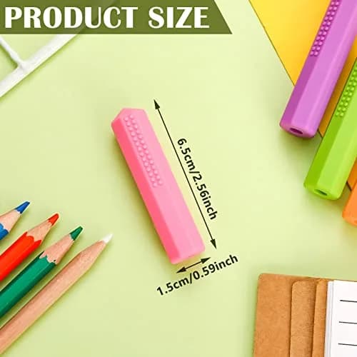 Teling 8 Pcs Chewable Pencil Toppers, Hexagonal Silicone Sensory Tools | Vibrant, Safe & Reusable for Autism & ADHD thumbnail 2