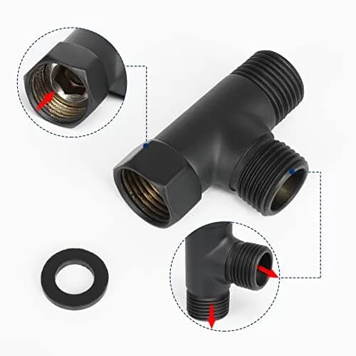 NearMoon Solid Brass 3-Way Shower Diverter Valve G1/2" (1.27cm) Matte Black | Connects Showerhead, Hand Shower, Bidet Sprayer thumbnail 7
