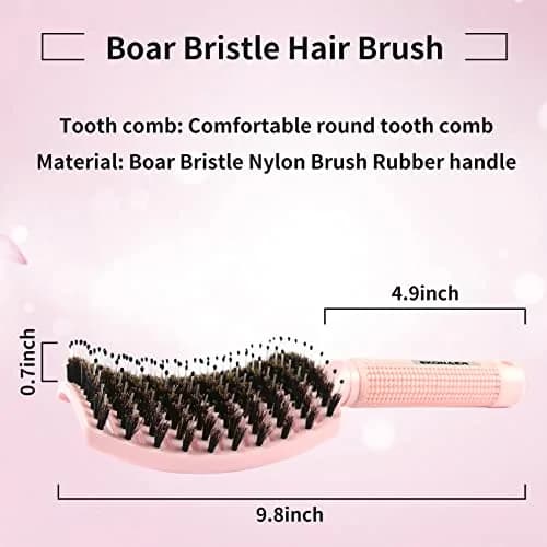 EKONAER 3 Pack Vented Quick Drying Massage Blow Detangler Brush, Boar Bristle Hair Brush Set - Curved, Detangling, All Hair Types (Green) | Supports Healthy Hair thumbnail 6