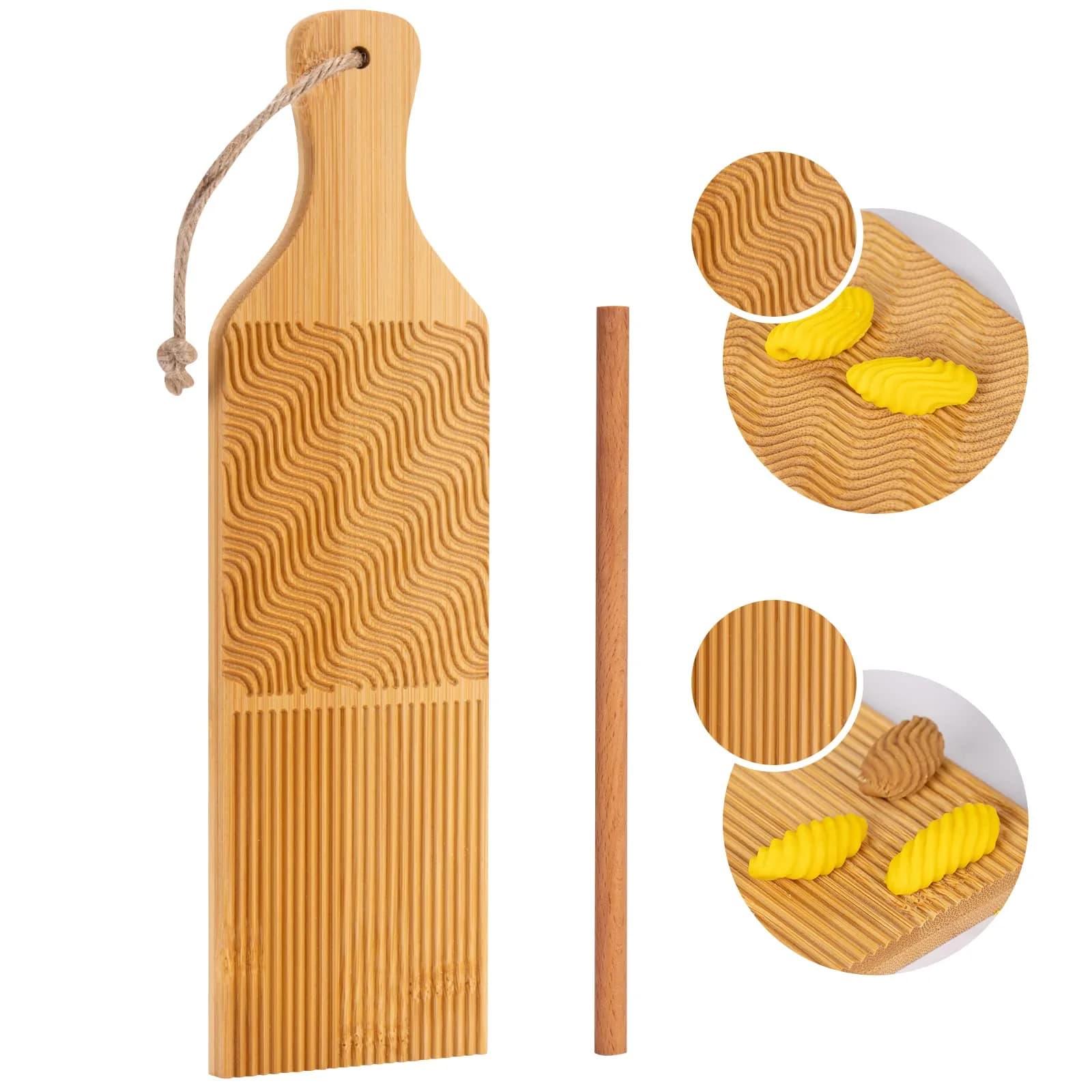Maveite Gnocchi Board & Pasta Maker with Garganelli Stick | Natural Bamboo Kitchen Tool for Italian Dinners - main product image