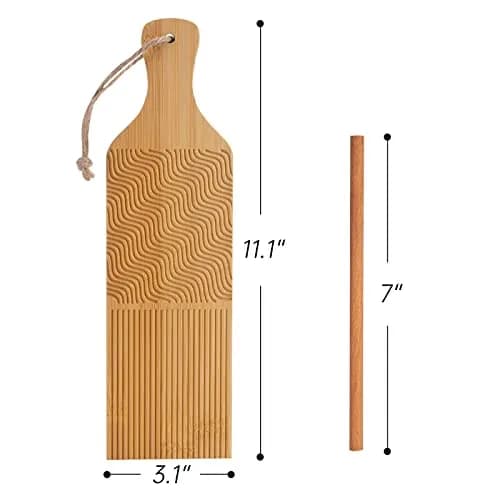 Maveite Gnocchi Board & Pasta Maker with Garganelli Stick | Natural Bamboo Kitchen Tool for Italian Dinners thumbnail 2
