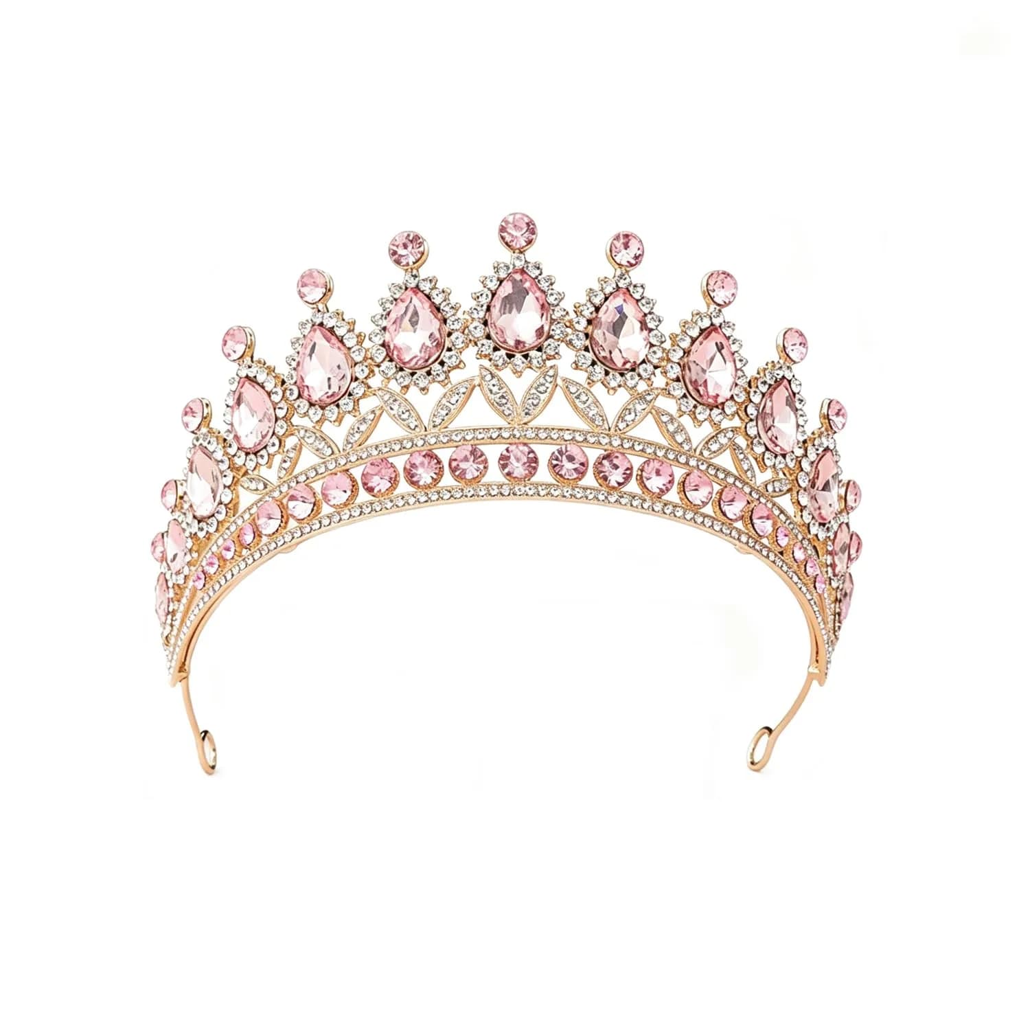 YADIRF Queen Crown Princess Tiara Pink Rhinestone Headband | Elegant Bridal & Prom Accessory - main product image