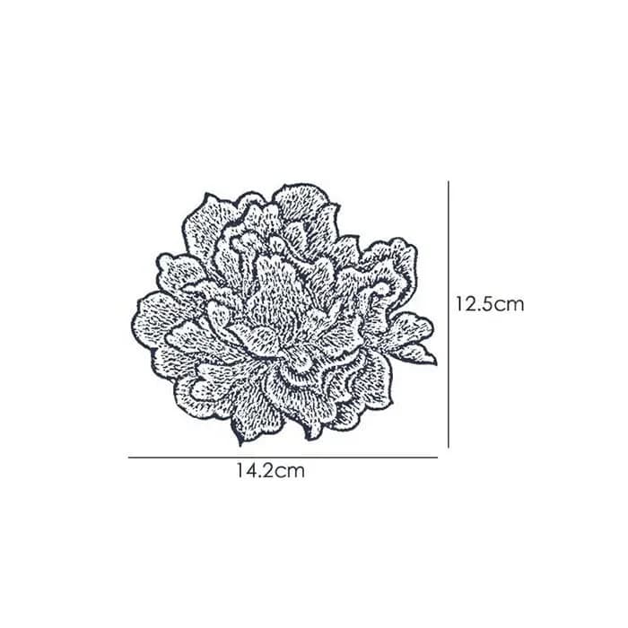 Sourcemall Sew on Peony Floral Patches, Embroidered Flower Appliques, Blue Peony | Elegant Floral Embroidery for DIY Crafts thumbnail 2