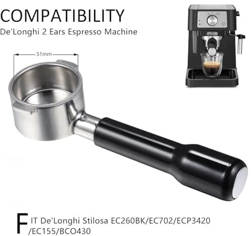 CAPFEI 51mm Bottomless Portafilter 2 Ears for Delonghi ECP3420/BCO430/EC260 | Coffee Filter Accessory thumbnail 10