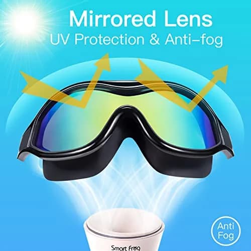 Seago Anti-Fog UV Protection Swim Goggles for Adults & Youth | Mirrored Aqua (1 Pair) thumbnail 6