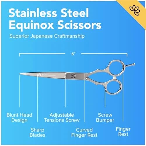 Equinox Professional Hair Scissors Set - Barber & Thinning Shears for Cutting & Grooming, Premium Japanese Stainless Steel thumbnail 2