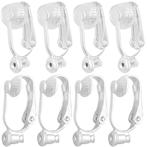 Aylifu Silver Clip-On Earring Converters with Comfort Pads, 12 Pairs (18.7mm x 10mm) | For Non-Pierced Ears thumbnail 1