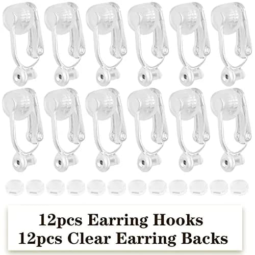 Aylifu Silver Clip-On Earring Converters with Comfort Pads, 12 Pairs (18.7mm x 10mm) | For Non-Pierced Ears thumbnail 2