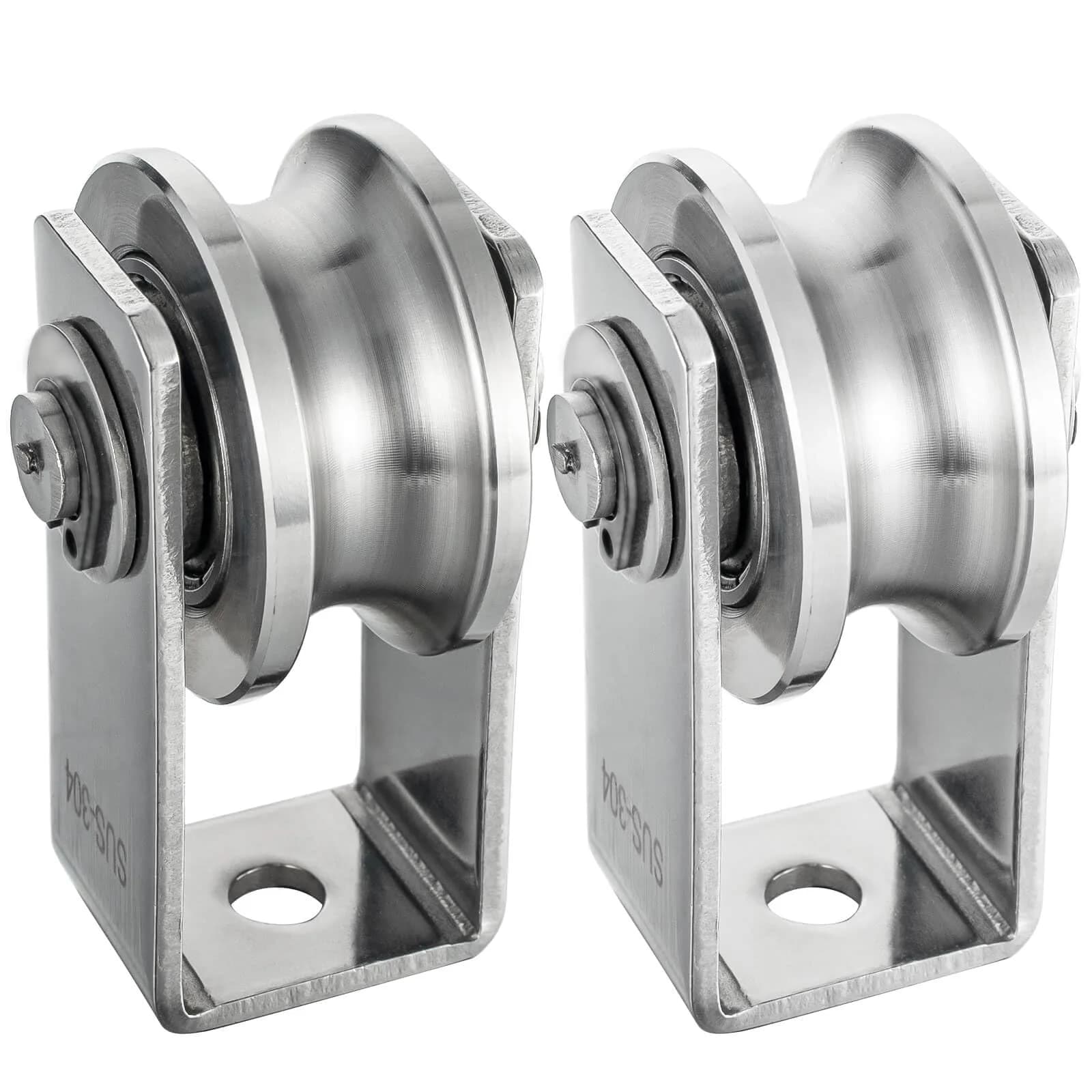 SHINICO Stainless Steel Snatch Block Pulley 250 kg (551 lb) | Silent Smooth Bearings for 8mm Rope — pulley wall-mounted