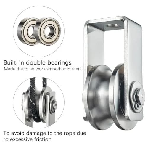 SHINICO Stainless Steel Cable Pulley Wheel with 2 Bearings, 10mm Rope Capacity | Smooth & Silent Operation thumbnail 4